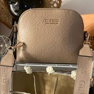 Guess Tan Textured Crossbody Bag